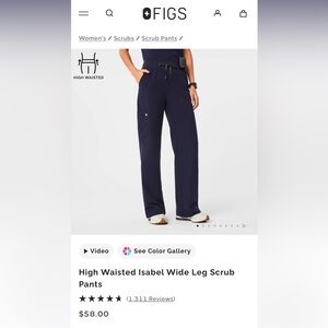 Figs Women's Isabel Navy High Waisted Scrub Pants
